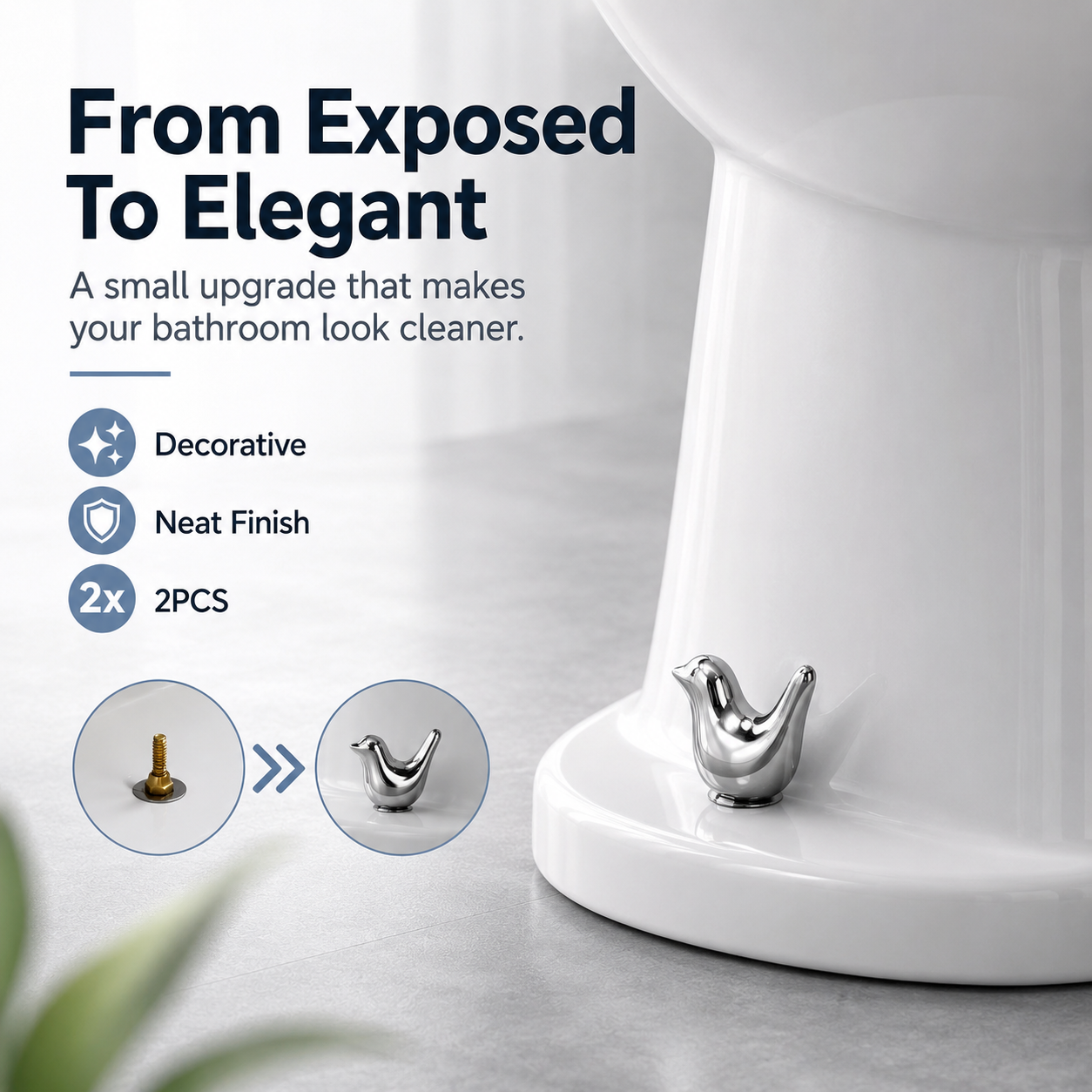 🐦🛠️2 Pcs Ceramic Bird Toilet Floor Bolt Caps