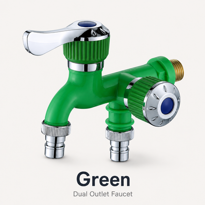 🚰 Heavy-Duty 2-Way Outdoor Faucet Splitter - Dual Hose Outlet with Independent Shut-Off Valves 💦 Leak-Proof Adapter for Garden & Yard 🌿