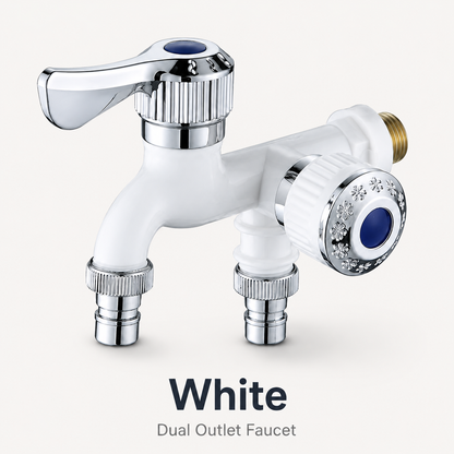 🚰 Heavy-Duty 2-Way Outdoor Faucet Splitter - Dual Hose Outlet with Independent Shut-Off Valves 💦 Leak-Proof Adapter for Garden & Yard 🌿
