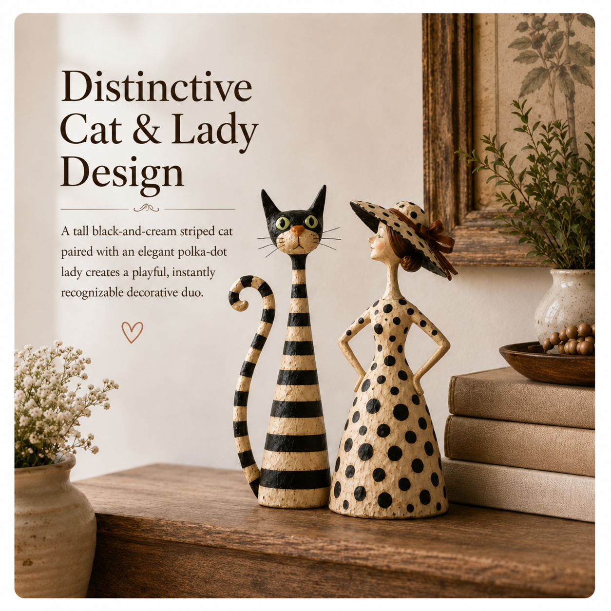 ✨Vintage  Cat & Lady Sculptures