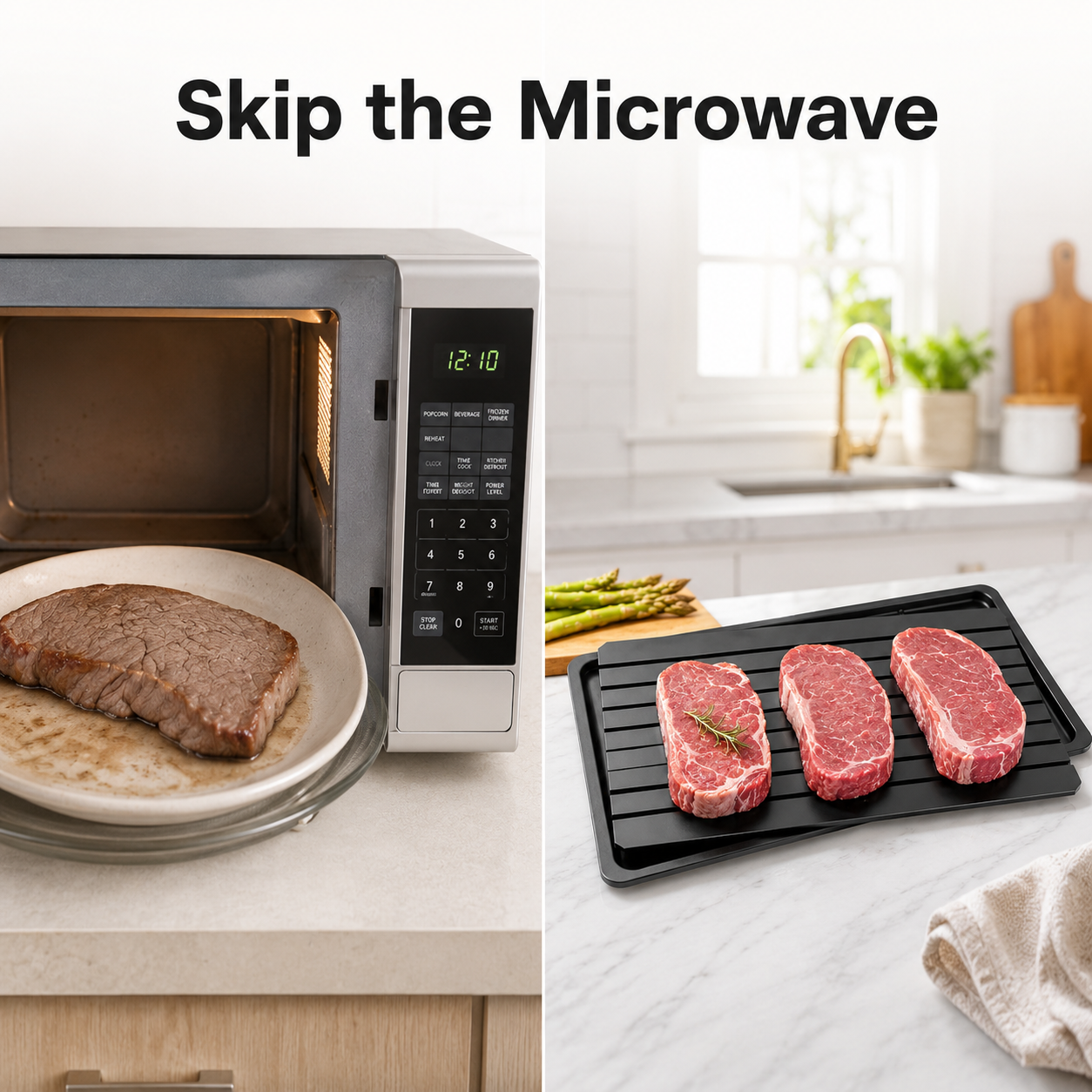 🥩 Rapid Defrosting Tray for Frozen Meat, Quick Thawing Board for Steaks and Fish