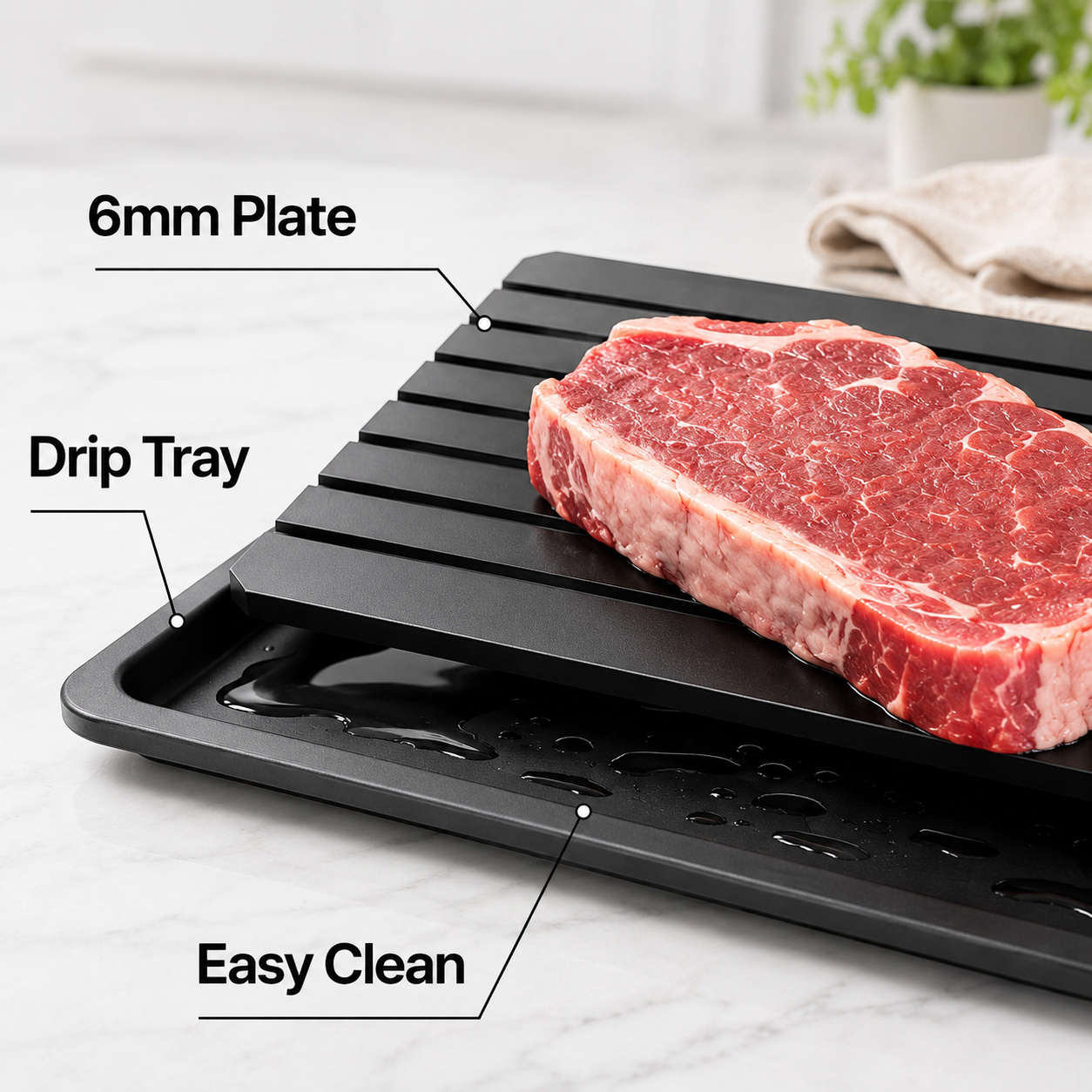 🥩 Rapid Defrosting Tray for Frozen Meat, Quick Thawing Board for Steaks and Fish