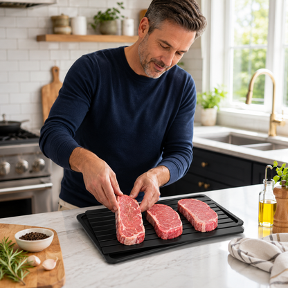 🥩 Rapid Defrosting Tray for Frozen Meat, Quick Thawing Board for Steaks and Fish