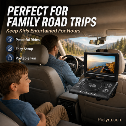 🚚 FREE Shipping! 7.8' HD Portable DVD Player – 4+ Hour Rechargeable Battery, Multi-Format Playback & Complete Travel Kit
