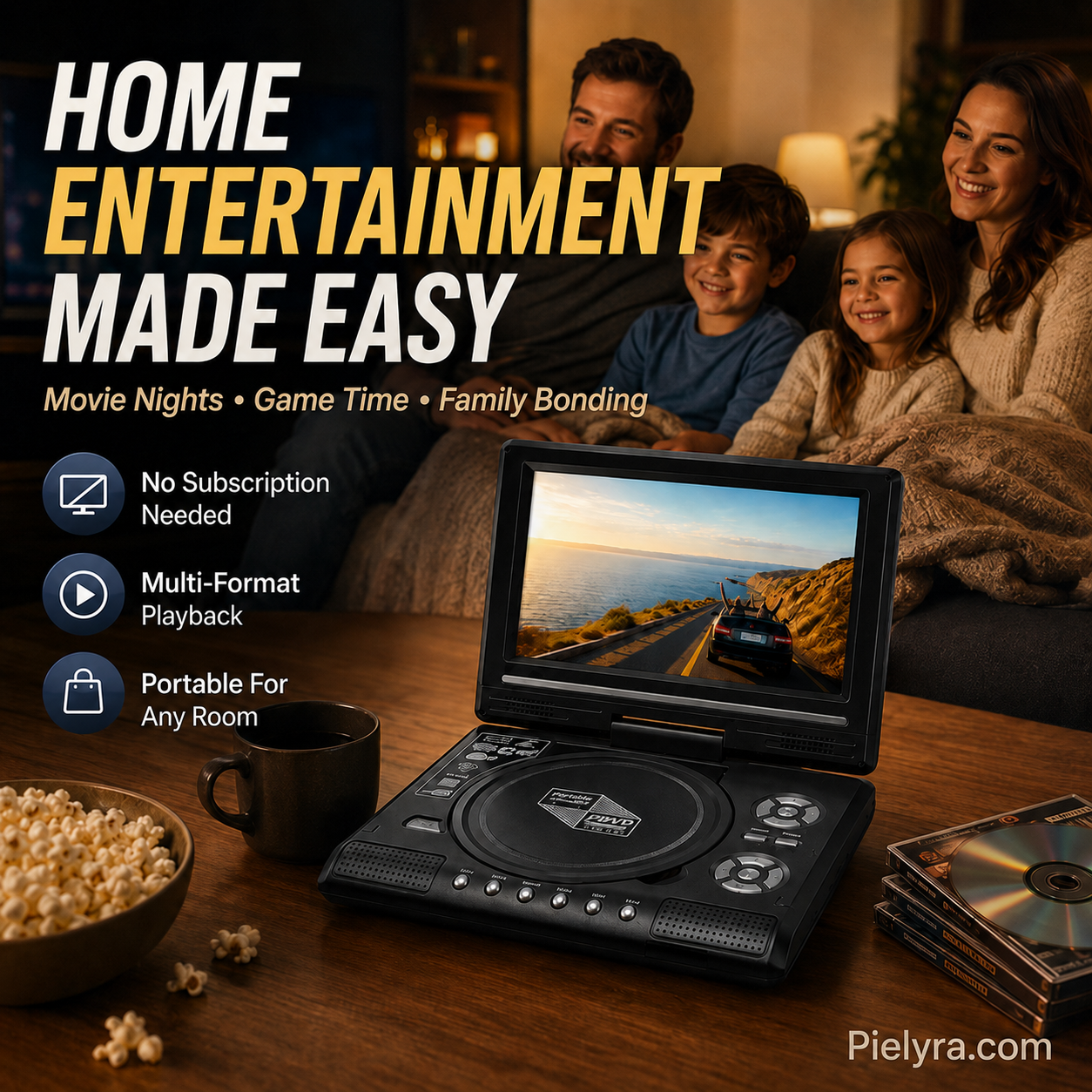 🚚 FREE Shipping! 7.8' HD Portable DVD Player – 4+ Hour Rechargeable Battery, Multi-Format Playback & Complete Travel Kit