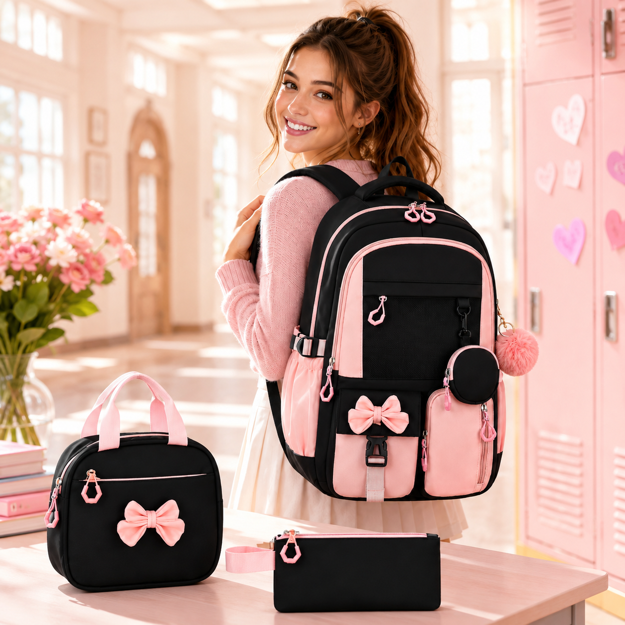 The Cute & Spacious Backpack Set Every Girl Wants — Carry Everything In Style Without The Bulk 🎀