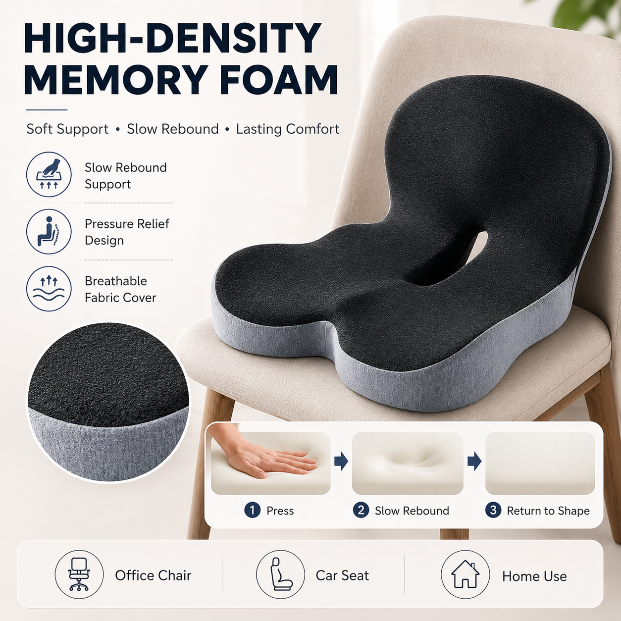 🔥50% off on the last day| Sitting All Day? This Cushion Helps Relieve Back & Tailbone Pressure Instantly