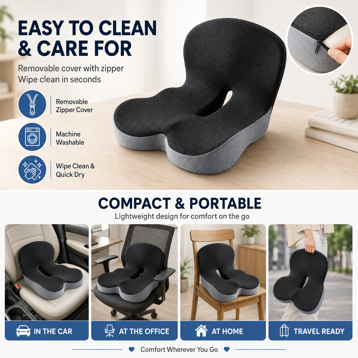 🔥50% off on the last day| Sitting All Day? This Cushion Helps Relieve Back & Tailbone Pressure Instantly