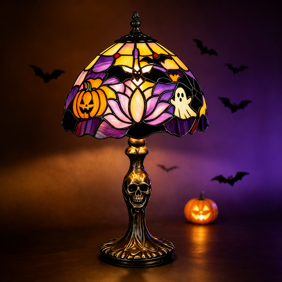 Alternative Halloween stained glass style lamp design