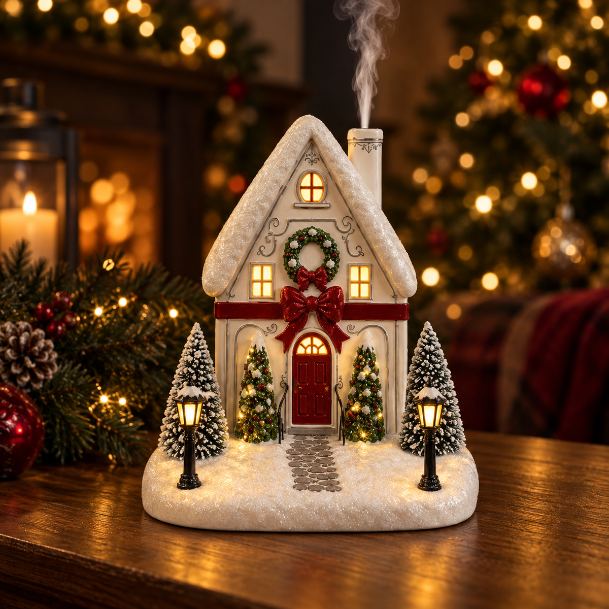 🎄 Light-Up Christmas House Diffuser – Cozy Mist, Warm Glow & Holiday Magic ✨🏠