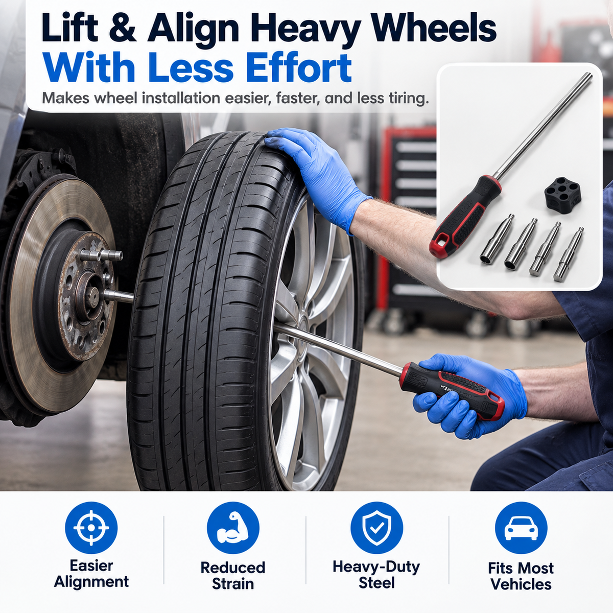 🚗 50% OFF Wheel Alignment Tool – Heavy Duty Tire Mounting & Hub Positioning Assistant