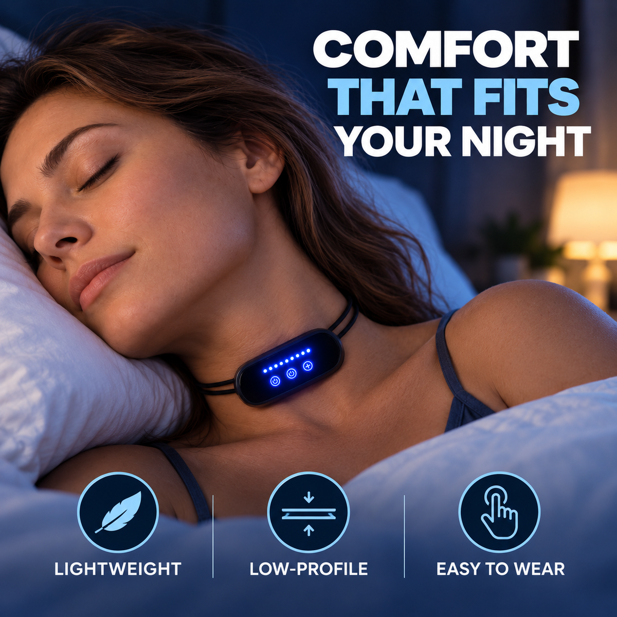 🌙 Wearable Anti-Snoring Neck Device – Better Sleep for Both of You