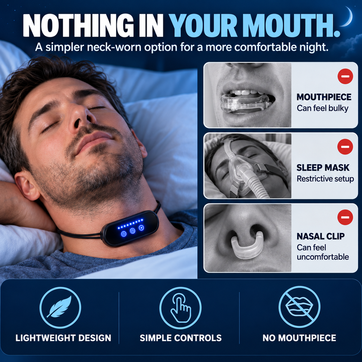 🌙 Wearable Anti-Snoring Neck Device – Better Sleep for Both of You