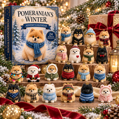 Winter Pomeranian Advent Calendar 2026 – 24 Acrylic Charms