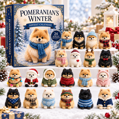 Winter Pomeranian Advent Calendar 2026 – 24 Acrylic Charms