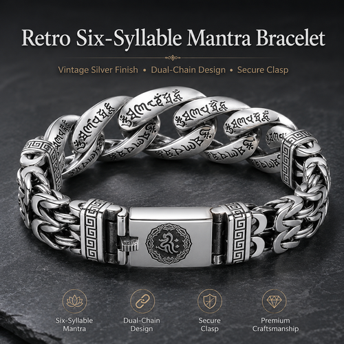 Men's Retro Six-Syllable Mantra Bracelet