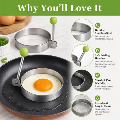 🍳 Stainless Steel Egg Rings & Pancake Molds – 5 Fun Shapes 🥞