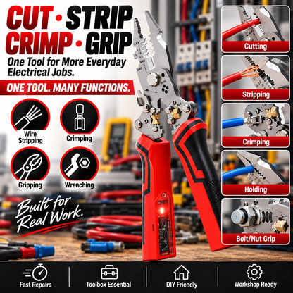 ⚡ 16-in-1 Multi-Function Wire Stripper & Voltage Tester – Cutting, Stripping & Electrical Repair Pliers