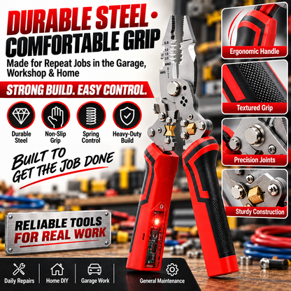 ⚡ 16-in-1 Multi-Function Wire Stripper & Voltage Tester – Cutting, Stripping & Electrical Repair Pliers