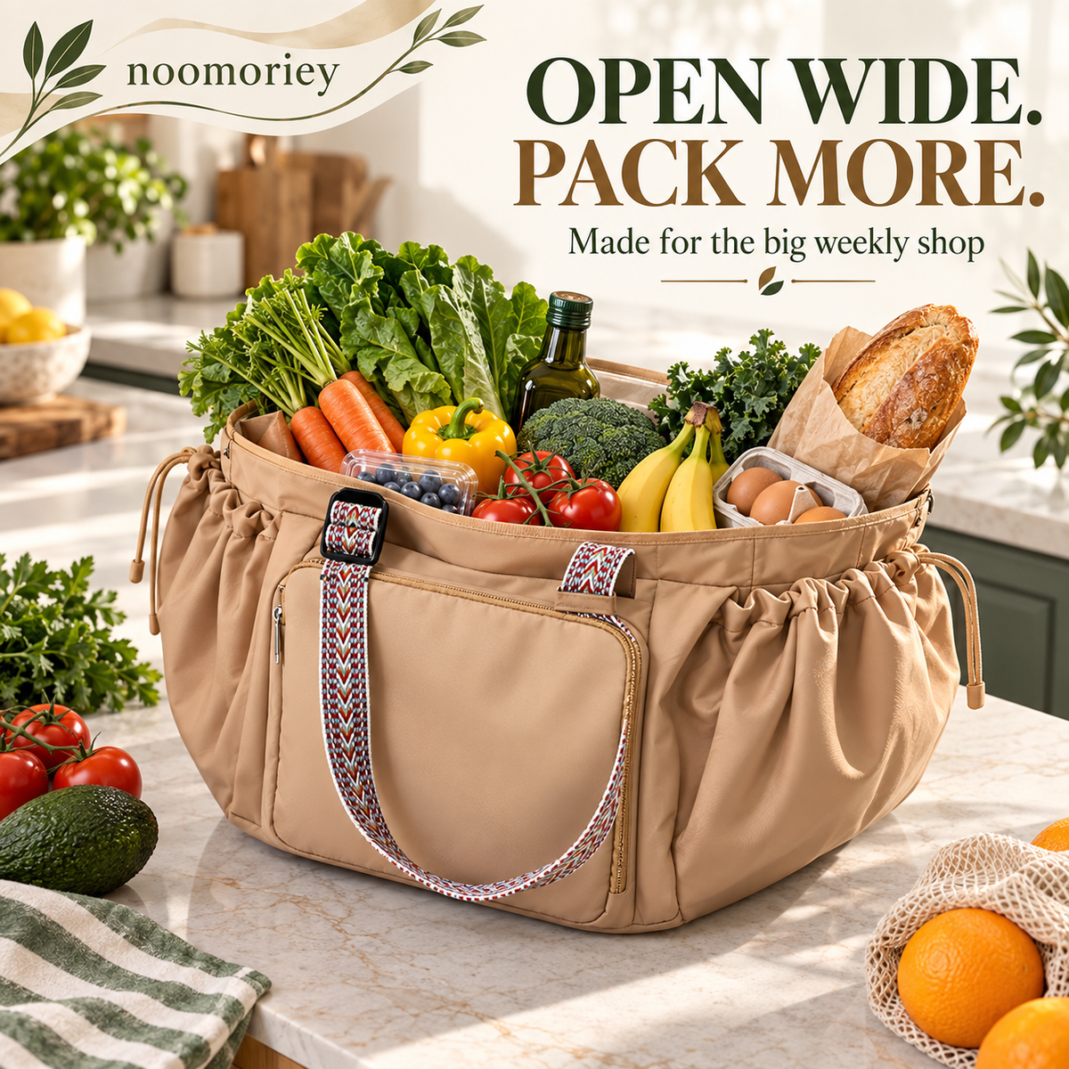 Expandable Tote Bag for Women – Large Capacity Multi-Pocket Work & Travel Bag