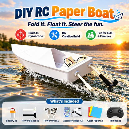 ✈️ RC Paper Airplane Kit | Gyro Stabilizer, Dual Propellers, DIY Flying Toy