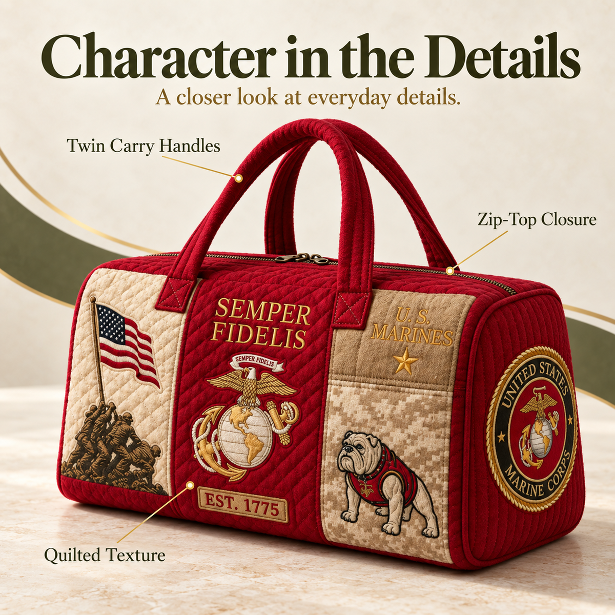 🇺🇸🧵 Hand-Embroidered Military Tribute Tote – Carry the Pride 🎁