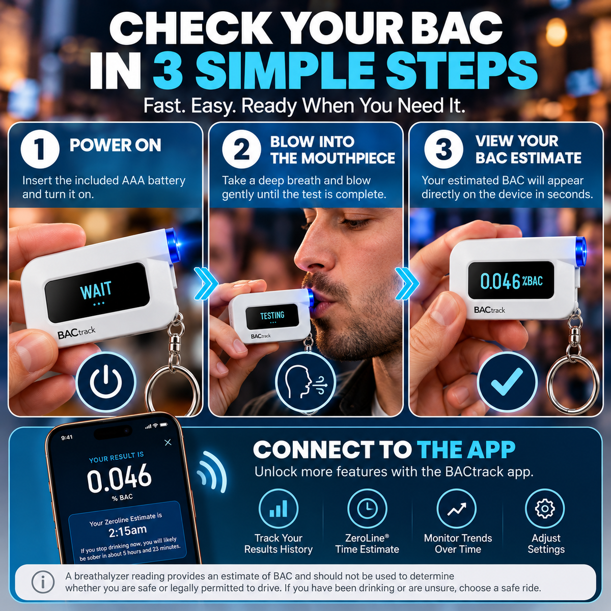🚗 Pocket BAC Breathalyzer – Professional-Grade Alcohol Tester with App & ZeroLine Tracking