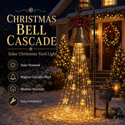 🔔 Outdoor Solar Christmas Bell Light with Cascading Stars for Yard Pathway Decor
