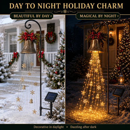 🔔 Outdoor Solar Christmas Bell Light with Cascading Stars for Yard Pathway Decor