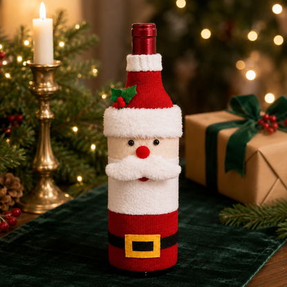 Christmas Santa Claus Wine Bottle Cover Table Decor