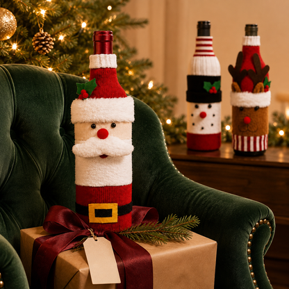 Christmas Santa Claus Wine Bottle Cover Table Decor