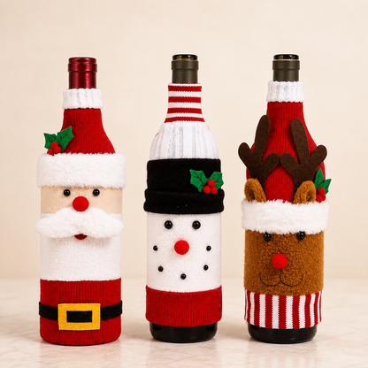 Christmas Santa Claus Wine Bottle Cover Table Decor