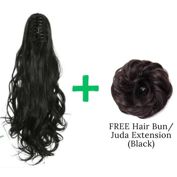 22 Inch Ponytail Hair Extension + FREE Messy Hair Bun (Juda)