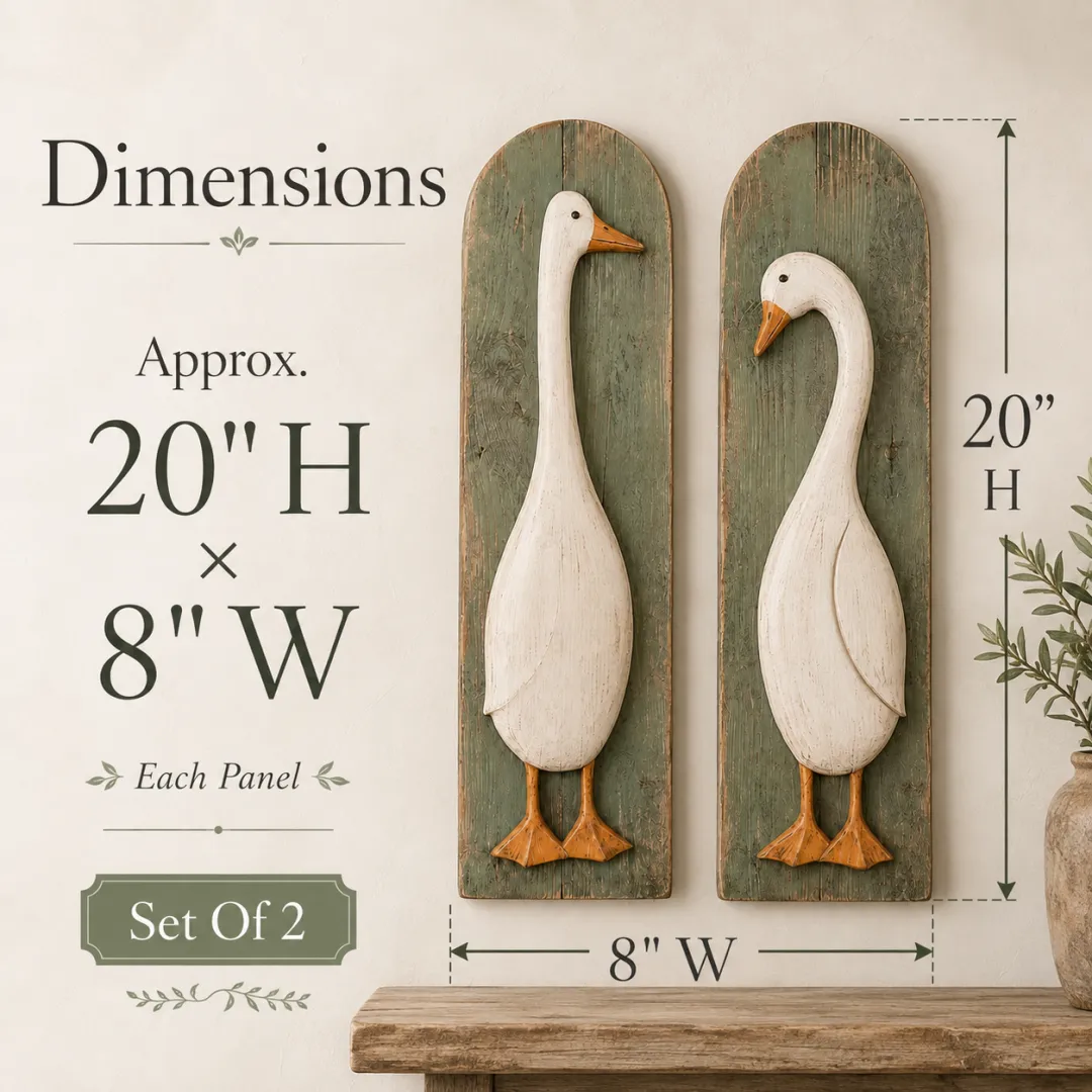 Set of 2 Handcrafted Rustic Goose Wall Art – Vintage Farmhouse Charm