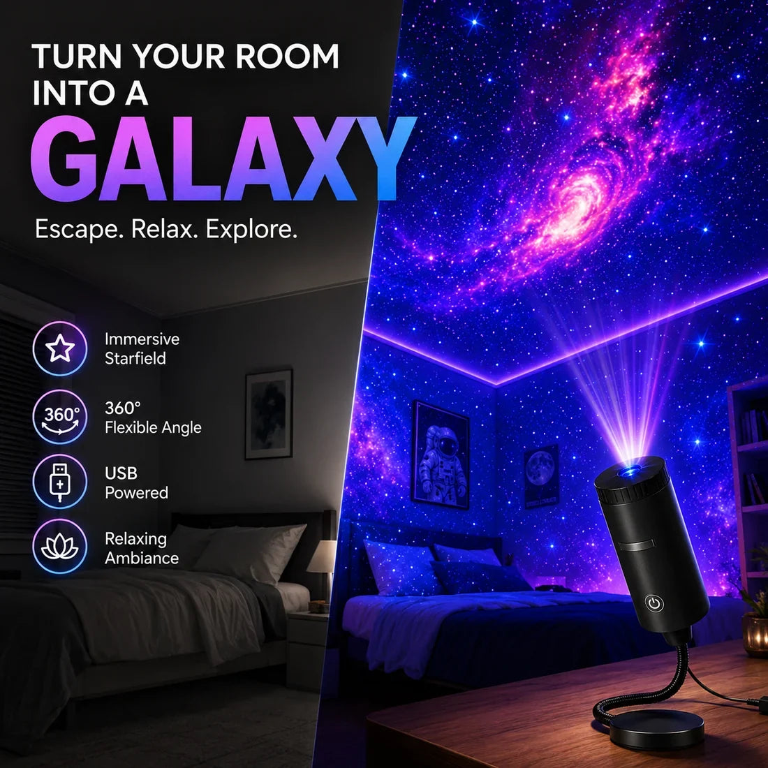 Last day Promotion 🔥Plug-&-Play HD Christmas Projector