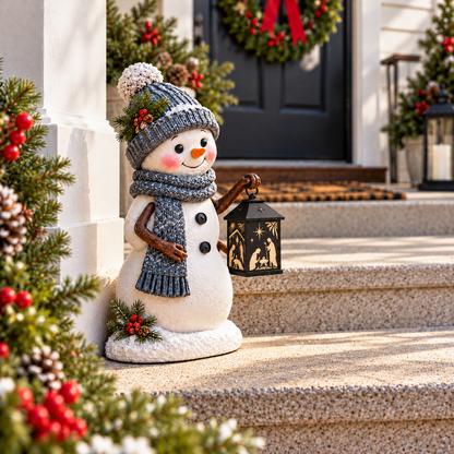 ⛄✨ Snowman Nativity Glow™ – Solar Christmas Step Light with Holy Family Projection 🎄✝️