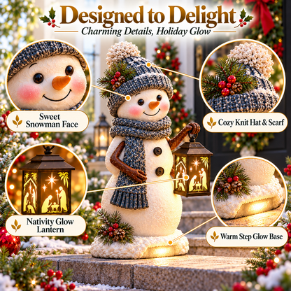 ⛄✨ Snowman Nativity Glow™ – Solar Christmas Step Light with Holy Family Projection 🎄✝️