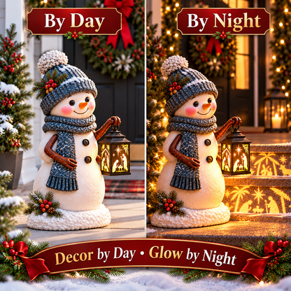 ⛄✨ Snowman Nativity Glow™ – Solar Christmas Step Light with Holy Family Projection 🎄✝️