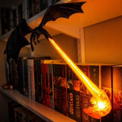 🐉 Fire Breathing Dragon Wall Mounted Statue Lamp with LED Glowing Flame Effect