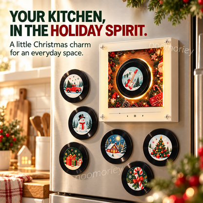Christmas Vinyl Record Magnets – Cute Retro Holiday Fridge Decor 🎄🎶