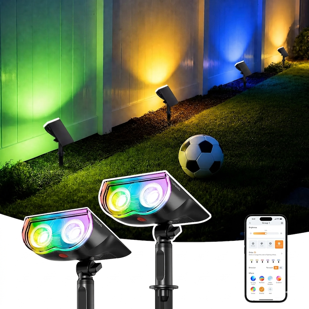 Linkind SL5C Smart Solar Spotlight - RGB & Tunable White Landscape Light