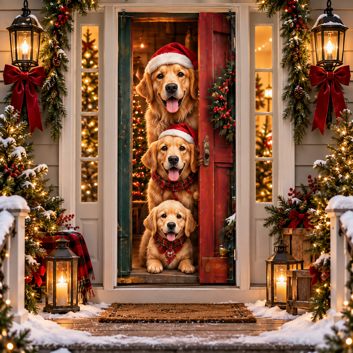🎄🐾Peekaboo Christmas Door Curtain™ – Cute Holiday Animals Bringing Your Front Door To Life