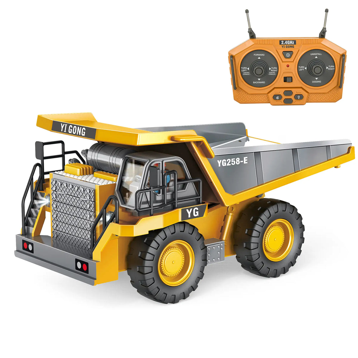 Akeleo RC dump truck toy with 2.4GHz controller and working tilting bed