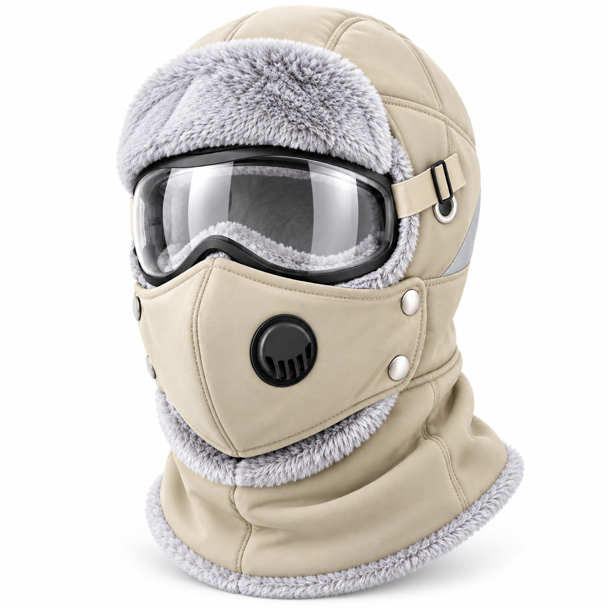 ❄️ Winter Fleece Balaclava Hat with Goggles – Full Face Wind Protection