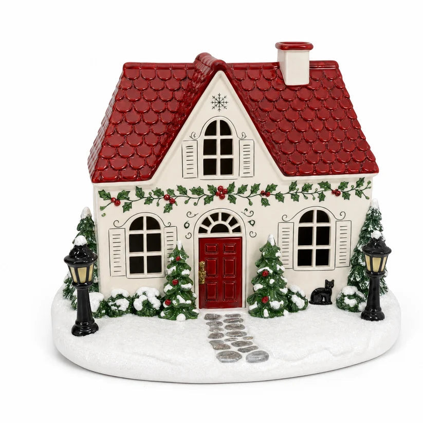 🎄✨ Christmas Cottage Aroma Diffuser – Glowing Holiday Village House with Chimney Mist & Cozy LED Lights 🏠