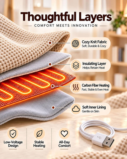 🔥 2027 Heated Shawl Wrap for Women – USB Cordless Wearable Blanket with 3 Heat Settings, Fast Heating, Zipper & Pockets, Soft Flannel Heating Cape for Office, Travel & Gifts 🎁