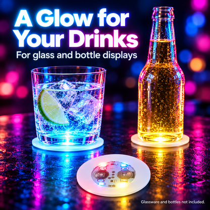 🍹✨ 10/20/30-Pack LED Light-Up Coasters – Strobe Lights for Parties, Weddings & Celebrations 🎉
