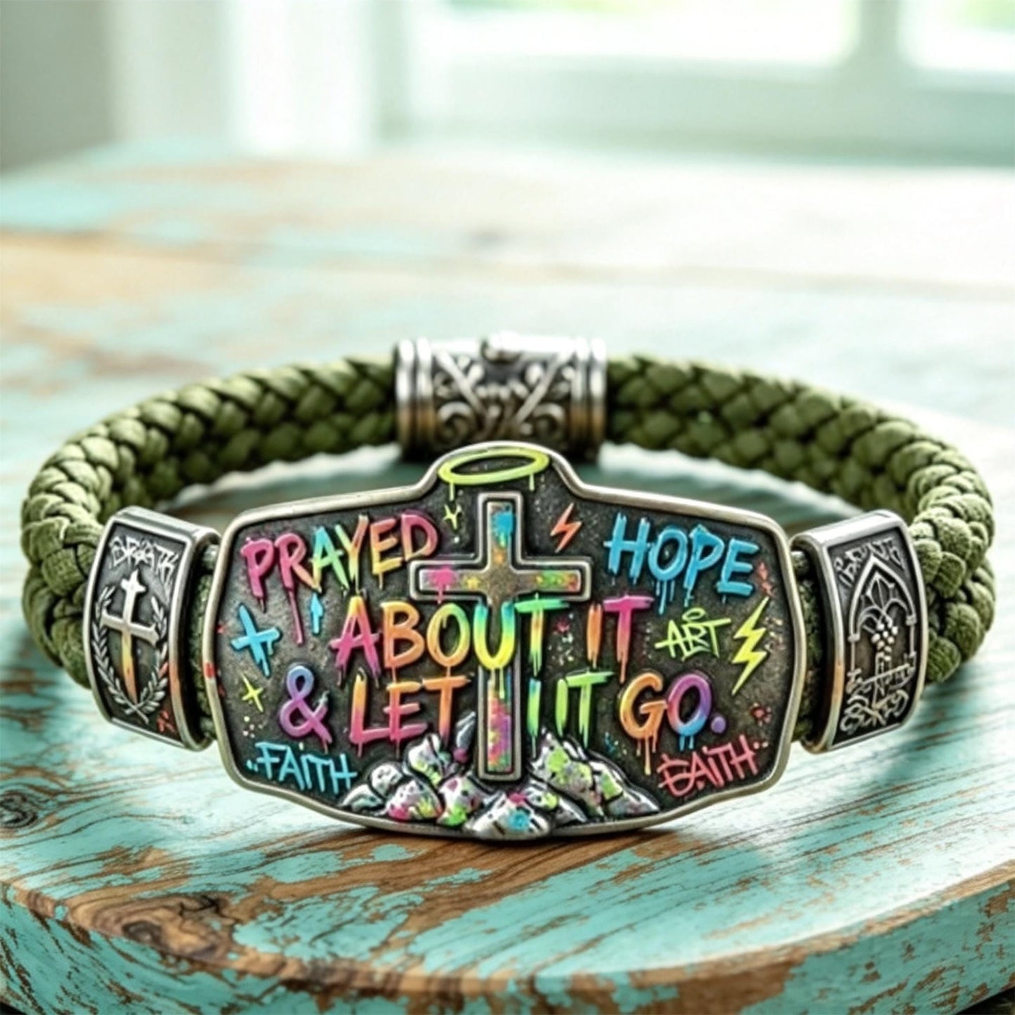 🙏 Faith Over Fear Bracelet, Christian Cross Bracelet with Isaiah 41:10 Message