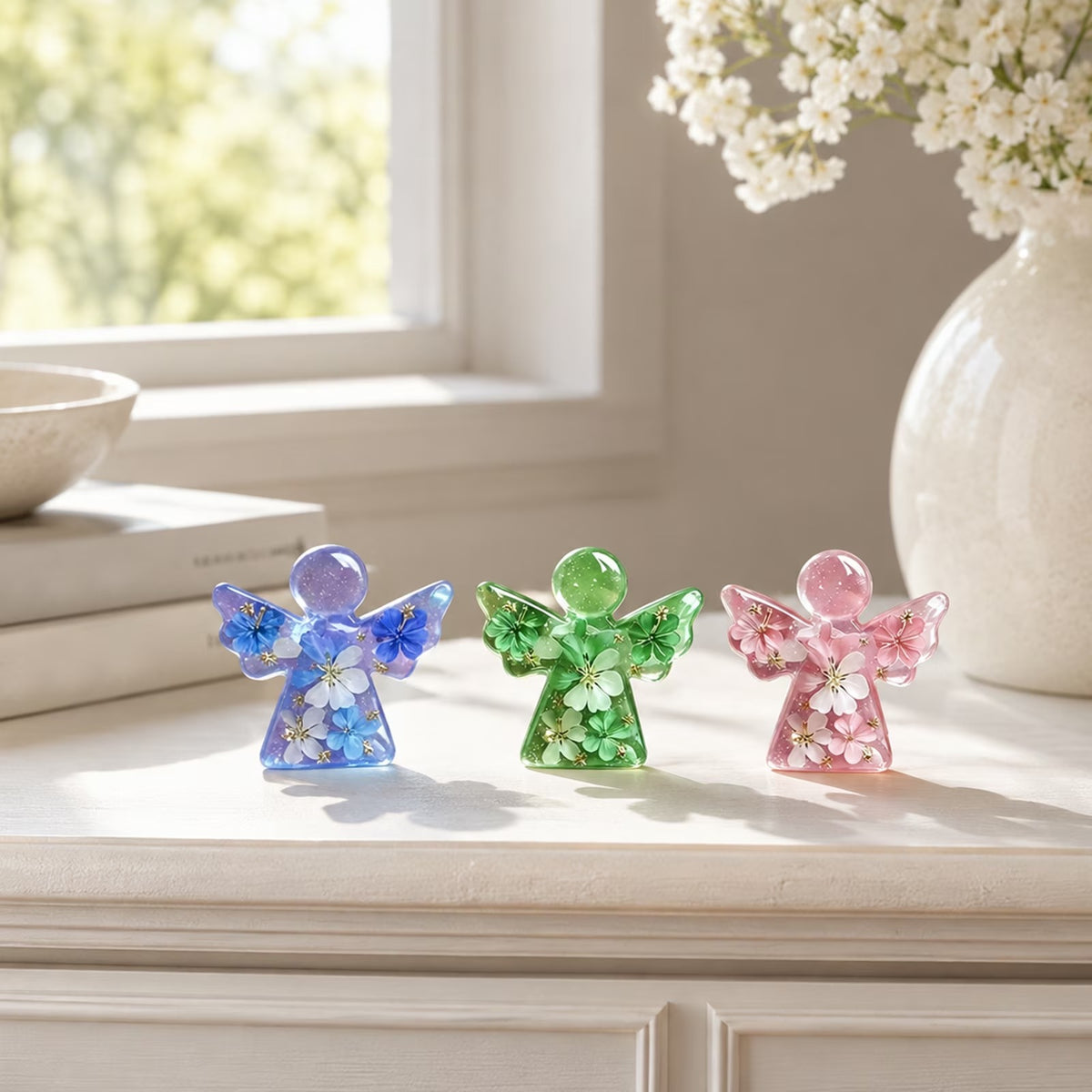 Forget Me Not Dried Flower Angel Keepsake - Timeless Gift for Remembrance, Comfort & Hope