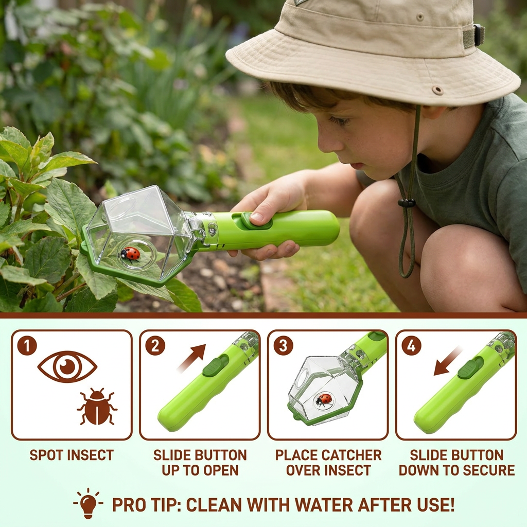 Kids Bug Catcher with 6X Magnifier – Insect Observation Tool for Outdoor Exploration